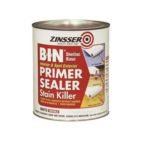 Zinsser B-I-N Shellac-Base Primer - Quick Drying, Interior/Exterior - 18 Pack, 1 Qt, White