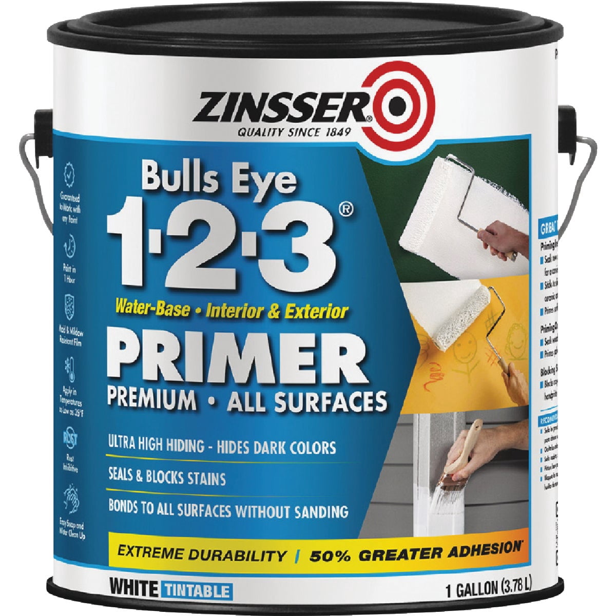 Zinsser 2001 Bulls Eye 1-2-3 Primer Sealer& Stain Killer, White, 1 Gallon - Quantity 20