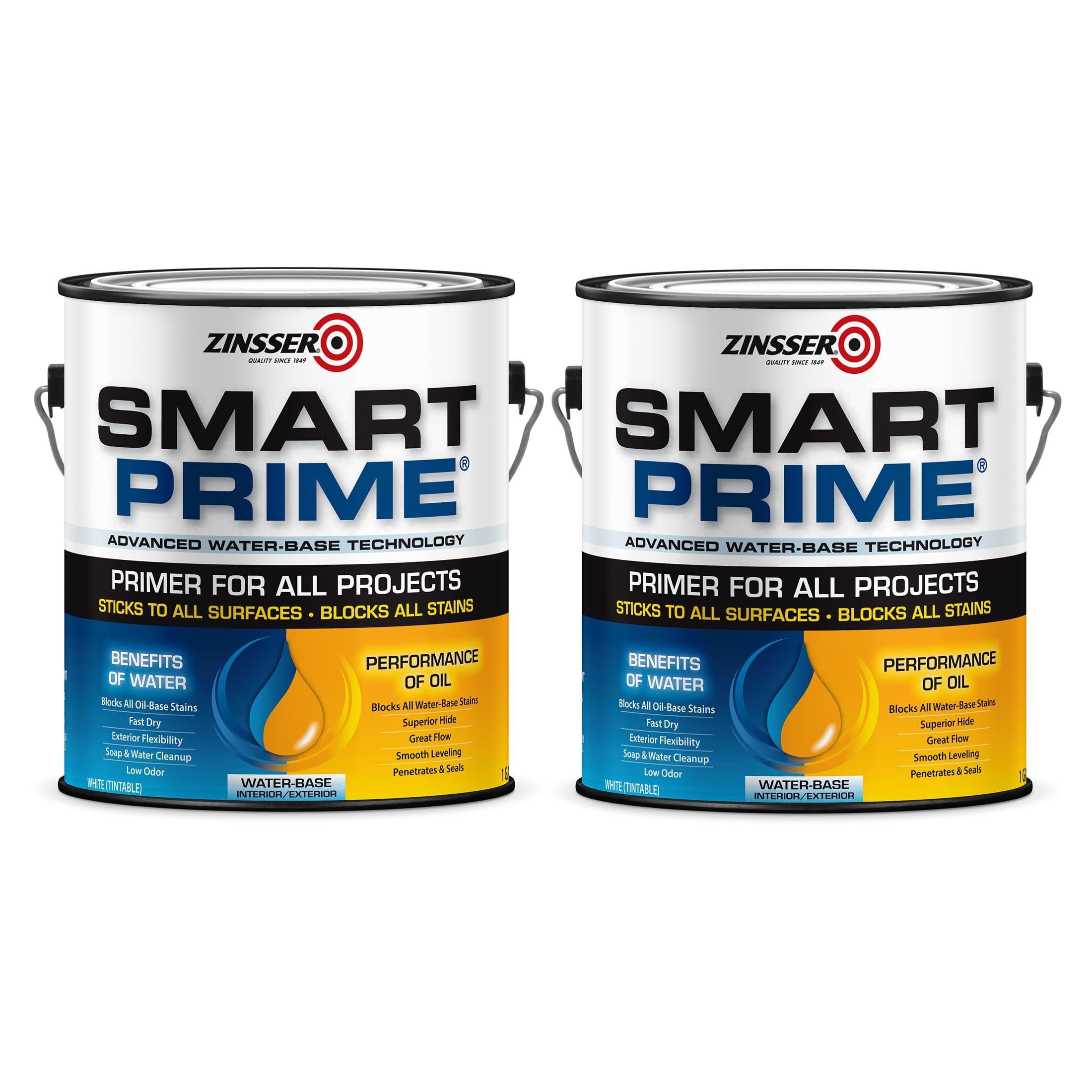 Rust-Oleum Smart Prime Water-Base Universal Primer - Low Odor - 2 Pack, Gallon, White