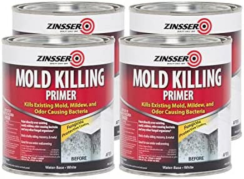 Zinsser 2760874PK Mold Killing Primer, Quart, White, 4 Pack
