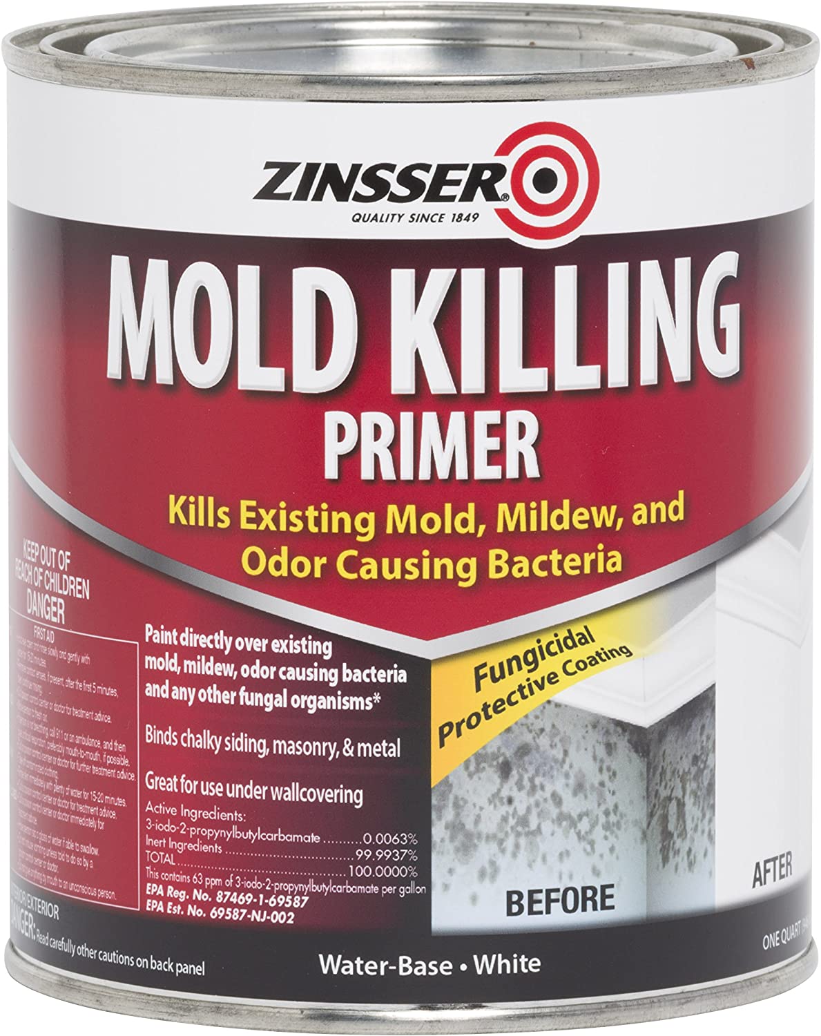 Zinsser 276087 Mold Killing Primer, Quart, White - image 1 of 7
