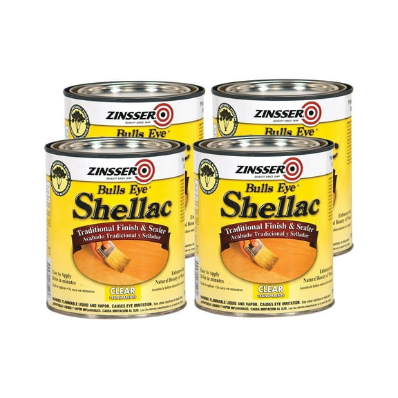 Zinsser Bulls Eye Shellac - Clear Finish - 4 Pack, Quart
