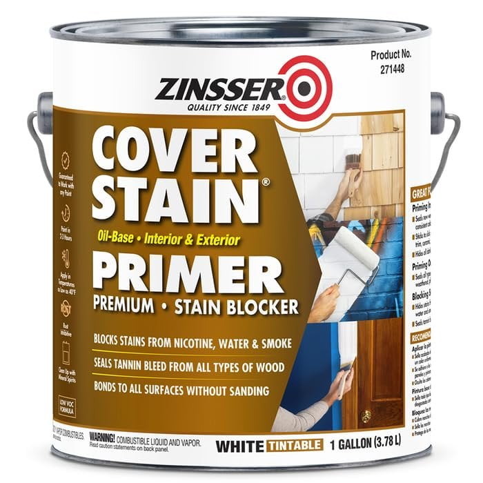 Zinsser 4-Pack of 1 gal 271448 White Cover-Stain Oil-Based Stain Block Primer SCAQMD