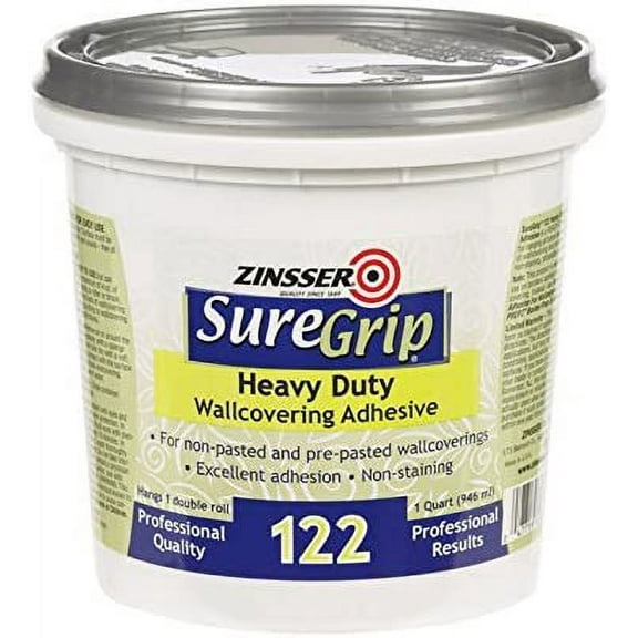 Zinsser 69384 1 Quart Clear SureGrip Strippable Wall Covering Adhesive (3 Pack)