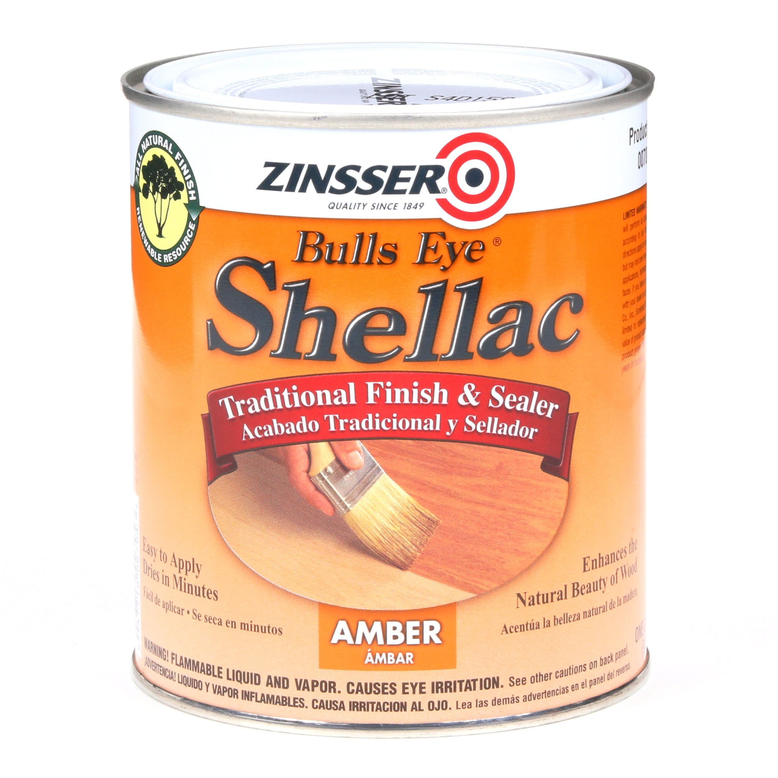 Zinsser 704H Bulls Eye Shellac Wood Finish & Sealer, Quart, Amber