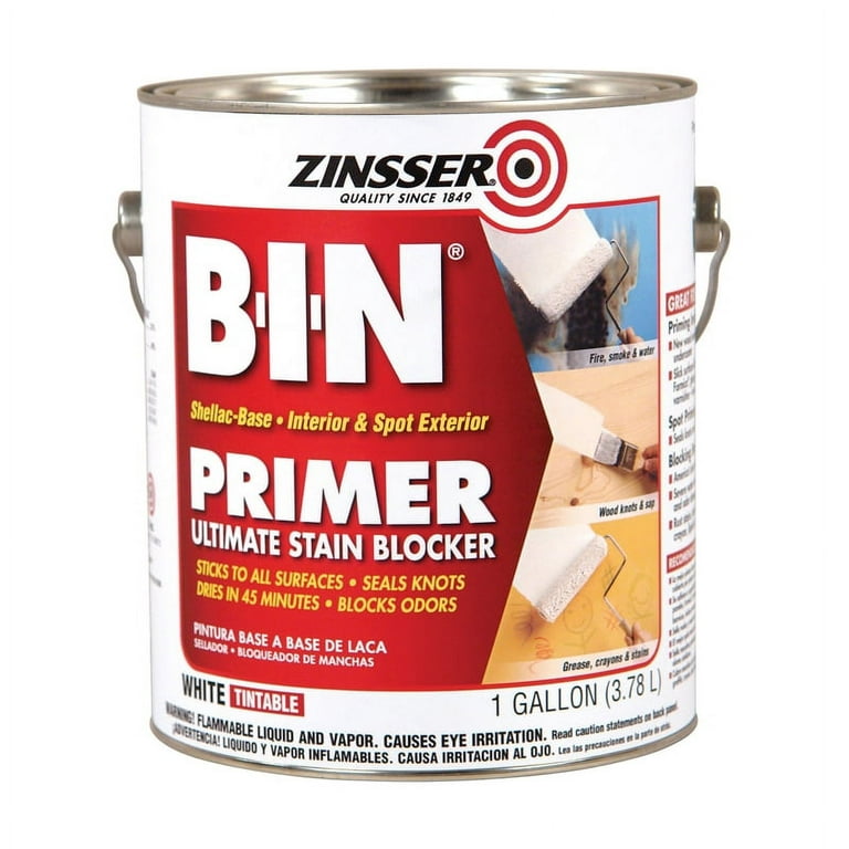 White, Zinsser Flat Bin Shellac-Base Primer Spray- 13 oz, 6 Pack