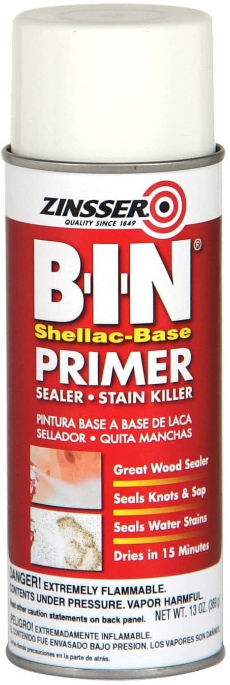 6-pack Zinsser B-i-n Primer Sealer Spray - Fast Dry, White - 6 Pack, 13 Oz — Exterior Wood Surfaces, UV-Resistant Formula