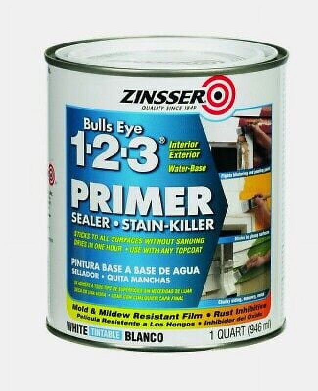 Zinsser BULLSEYE 123 PRIMER 1 qt. WHITE WaterBased Sealer StainKiller 2004