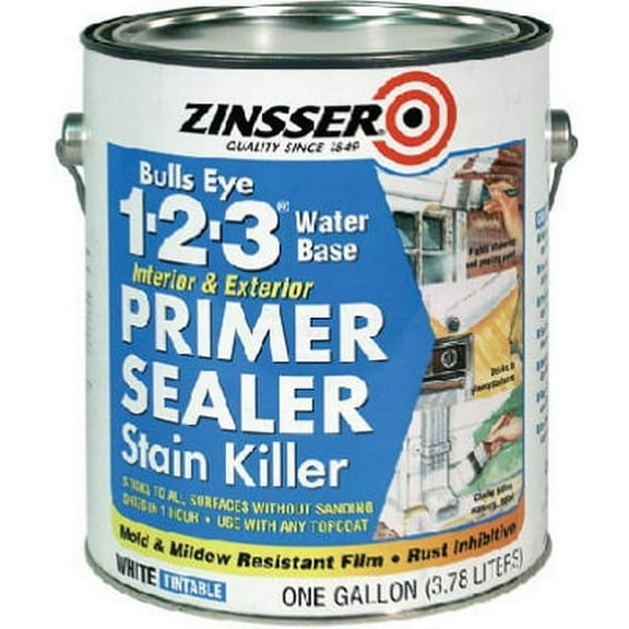 Zinsser Bulls-Eye 1-2-3 Primer Sealer Stain Killer 1 Quart Water Base
