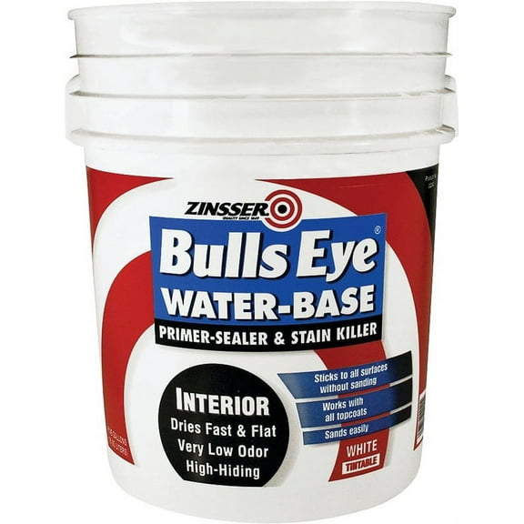 Zinsser Bulls eye Water-Base Primer-Sealer & Stain Killer, White, 5 Gallon