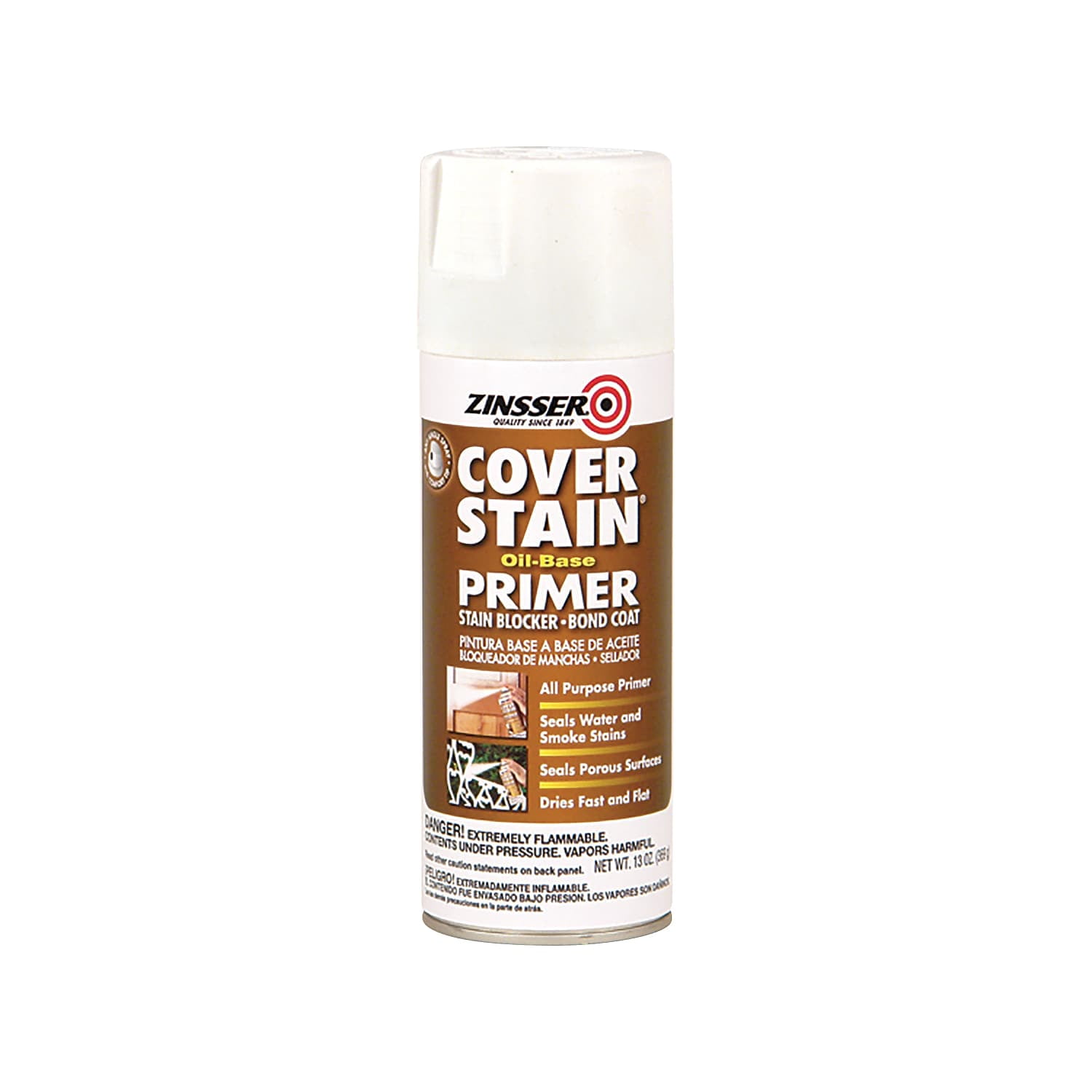 Zinsser Cover Stain OilBased Spray Primer White 13 Oz. 6/Carton (3608