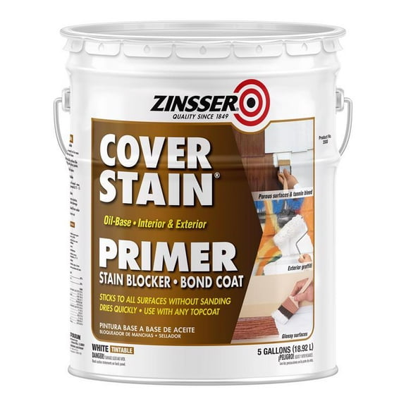 5 gal Zinsser 03500 White Cover-Stain Oil-Based Stain Block Primer, 450 VOC