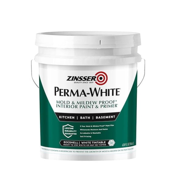 Zinsser Interior Paint, Eggshell, Latex Base, Eggshell, 5 gal 02770