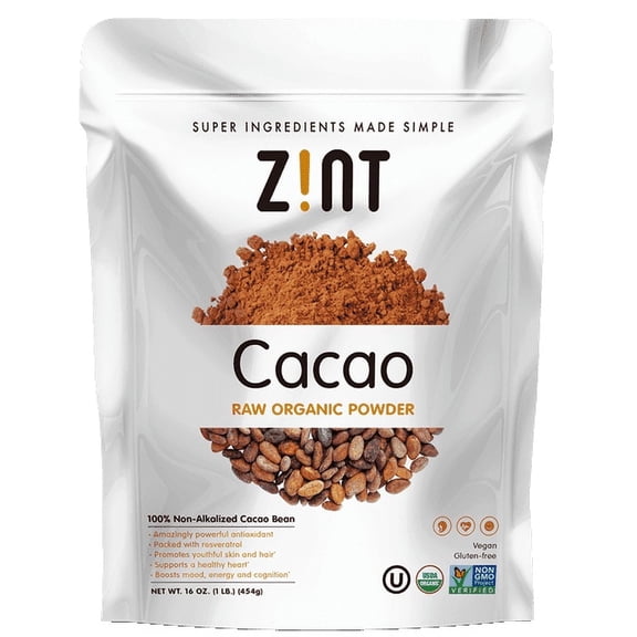 Zint Cacao Raw Organic Powder -- 16 oz Pack of 4