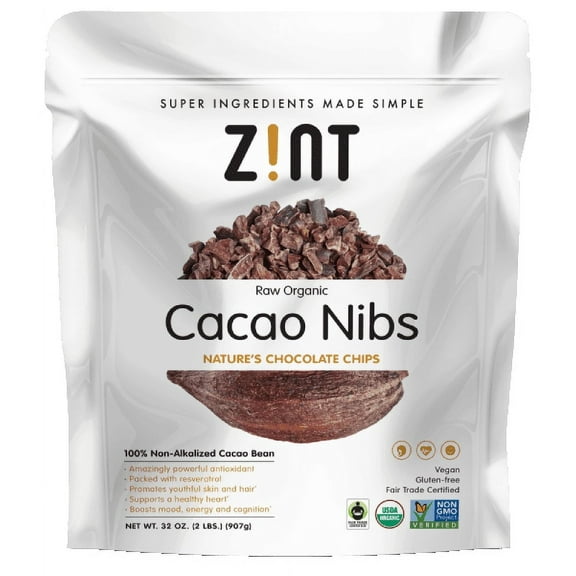 Zint Organic Cacao Nibs -- 32 oz Pack of 2