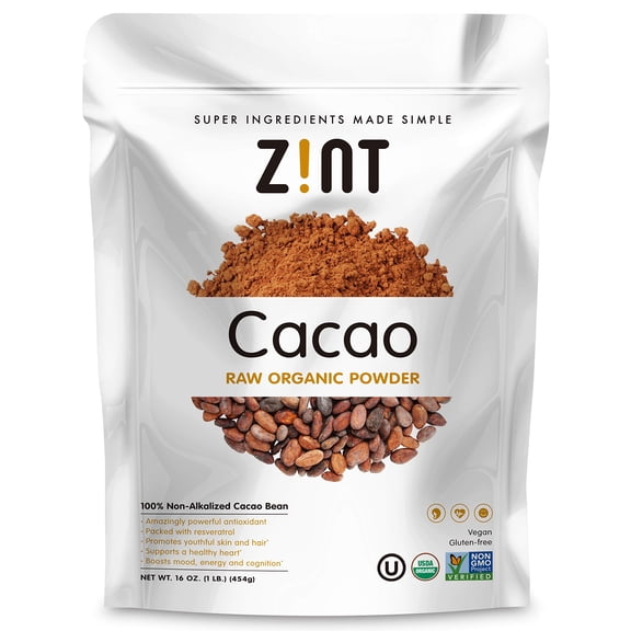 Zint Organic Cacao Powder GGA1 (16 oz): Raw Non-Alkalized Chocolate With Powerful Antioxidants and Resveratrol
