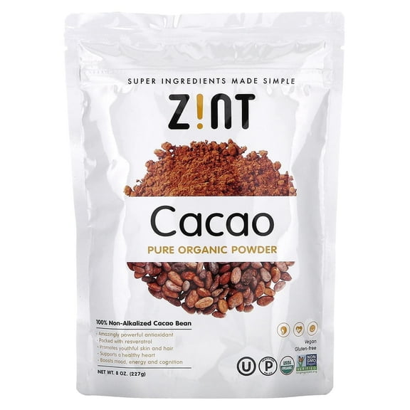 Zint Organic Gluten Free Cacao Powder -- 8 ozPack of 4