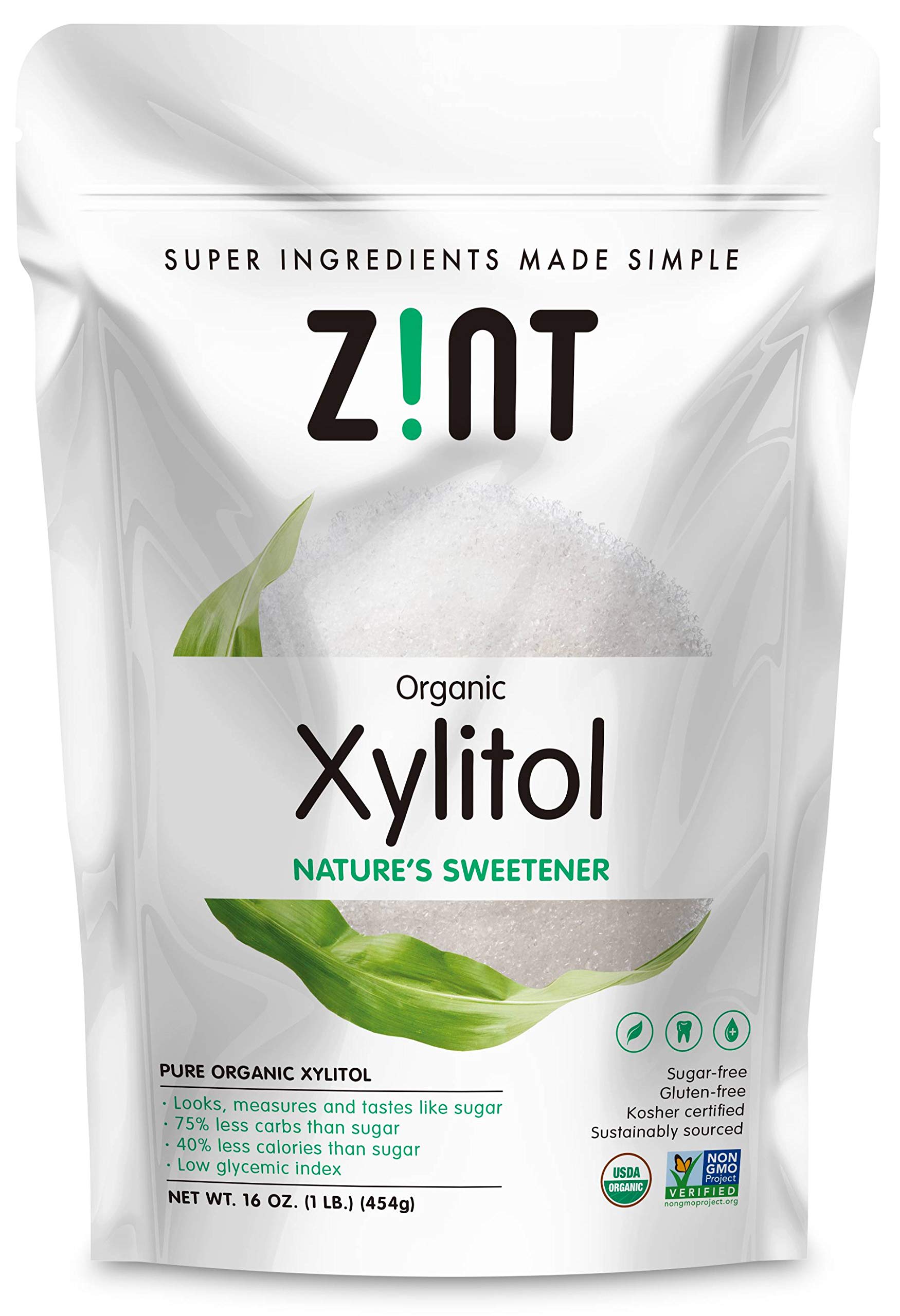 Zint Organic Xylitol Sweetener Natural Sugar Free Substitute, Non GMO