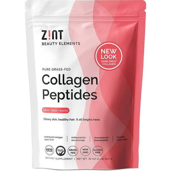 Zint Paleo-Friendly Grass-Fed Beef Collagen (Types 1 & 3) Powder, 32 Oz.