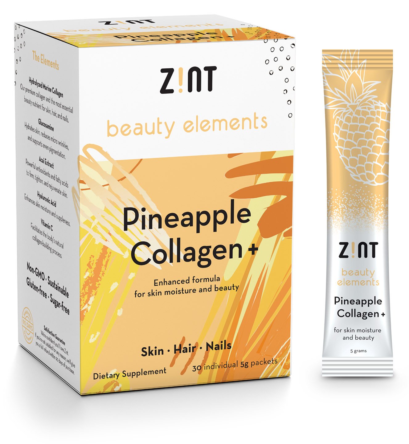 Zint Sweet Collagen Powder Beauty Drink Mix (Pineapple): Sugar-Free Collagen Peptides Drink w/ Glucosamine, Hyaluronic - image 1 of 9