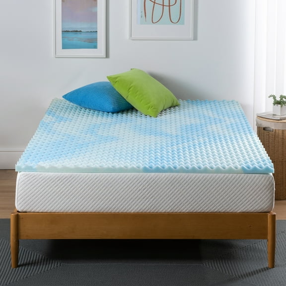 Zinus 1.5" Swirl Gel Cooling Memory Foam Mattress Topper, King