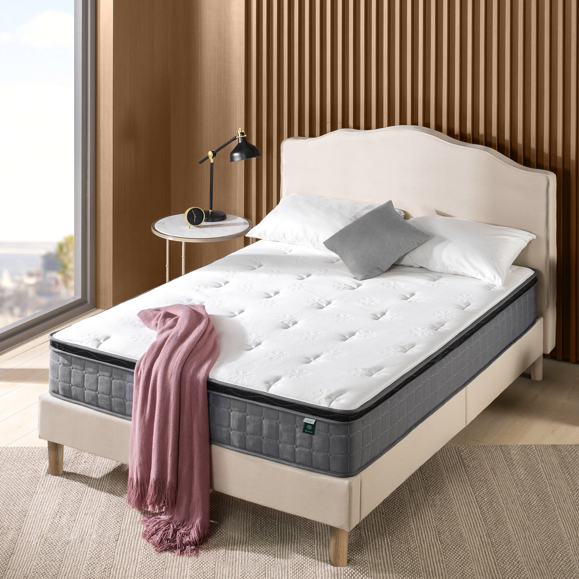 King Size Gray Eurotop Gel Memory Foam Hybrid Mattress