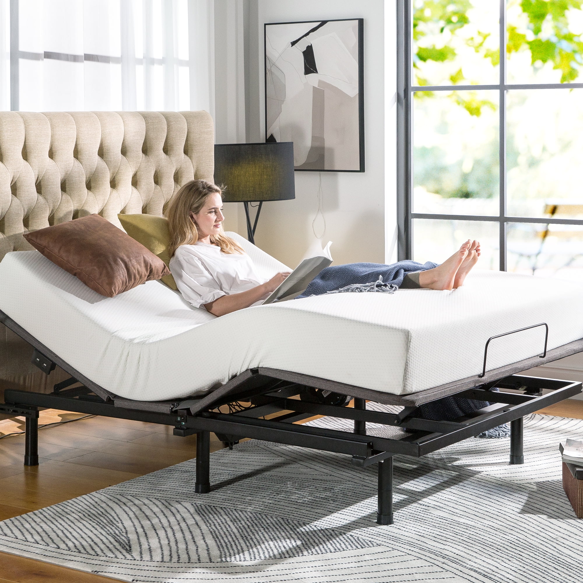 Zinus Jared 14 inch Adjustable Twin XL Metal Bed Frame with Wall Hugger Technology Platform Size