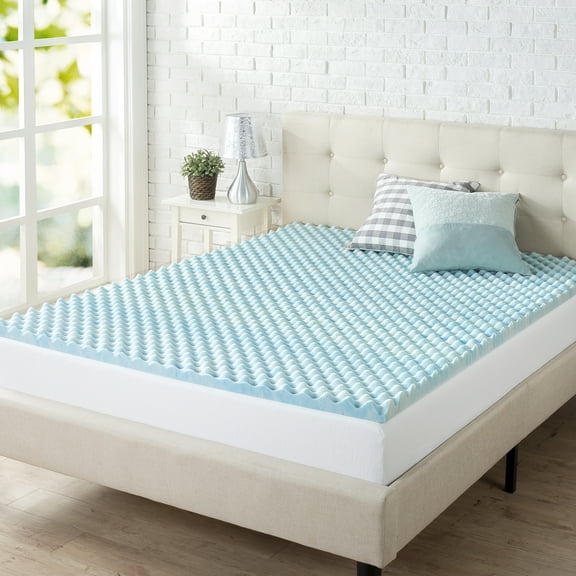 Zinus 2" Swirl Gel Cooling Memory Foam Mattress Topper, Full
