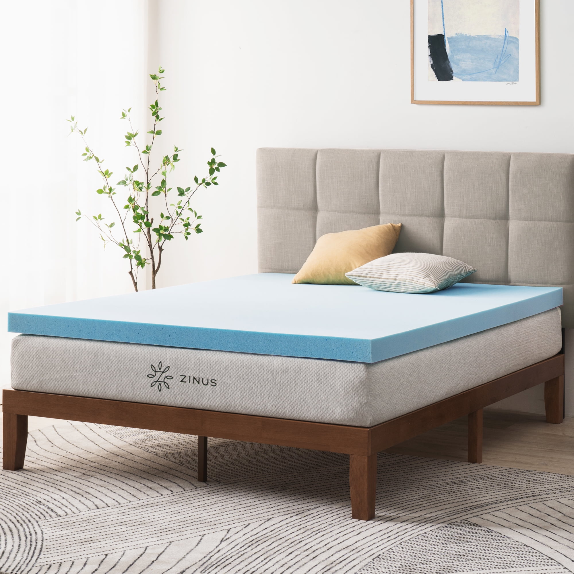 Zinus 3" Green Tea Cooling Gel Memory Foam Mattress Topper, Full