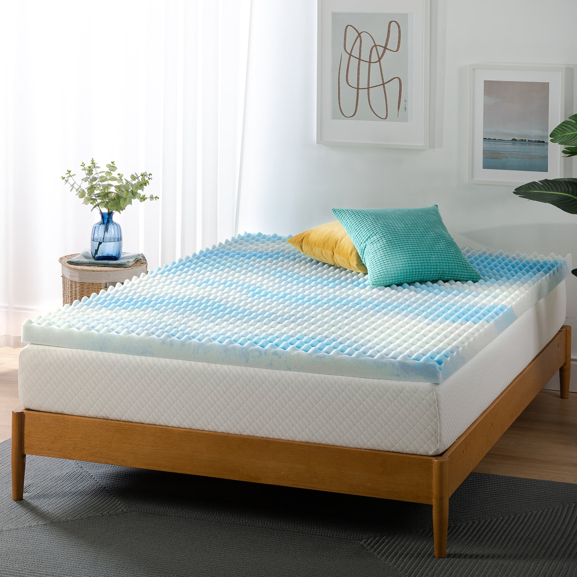 Zinus 3" Swirl Gel Cooling Memory Foam Mattress Topper, Queen