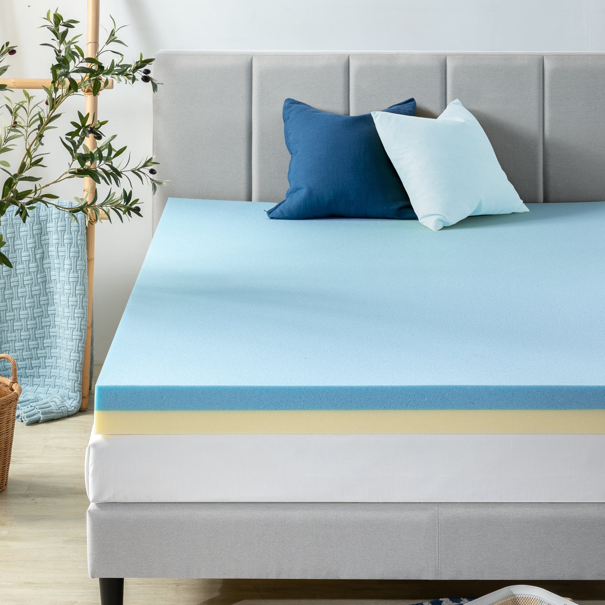Zinus 4" Green Tea Cooling Gel Memory Foam Mattress Topper, Twin