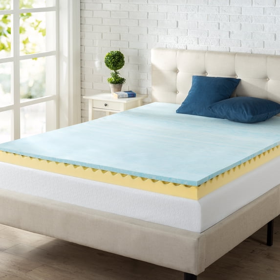 Zinus 4" Swirl Gel Cooling Memory Foam Mattress Topper, Queen