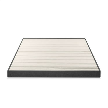 Zinus 4" Upholstered Metal Box Spring with Wood Slats, Mattress Foundation, Queen