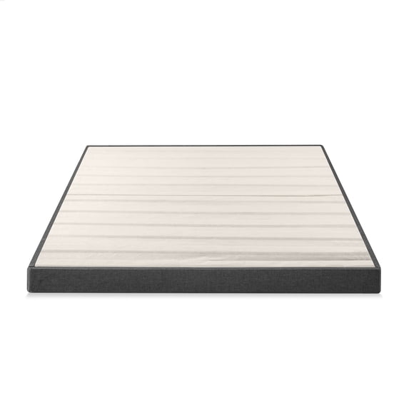 Zinus 4" Upholstered Metal Box Spring with Wood Slats, Mattress Foundation, Queen