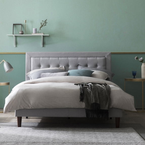 Zinus 40" Dachelle Upholstered Platform Bed Frame Gray Sand, Full