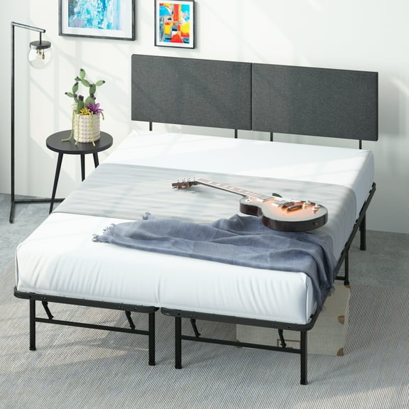 Zinus 42" SmartBase Foundation with Upholstered Headboard, Metal Bed Frame, California King