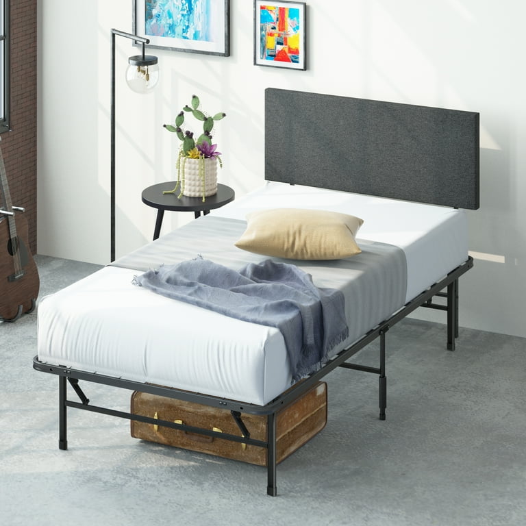 Zinus 14 inch platform metal bed frame with upholstered headboard online