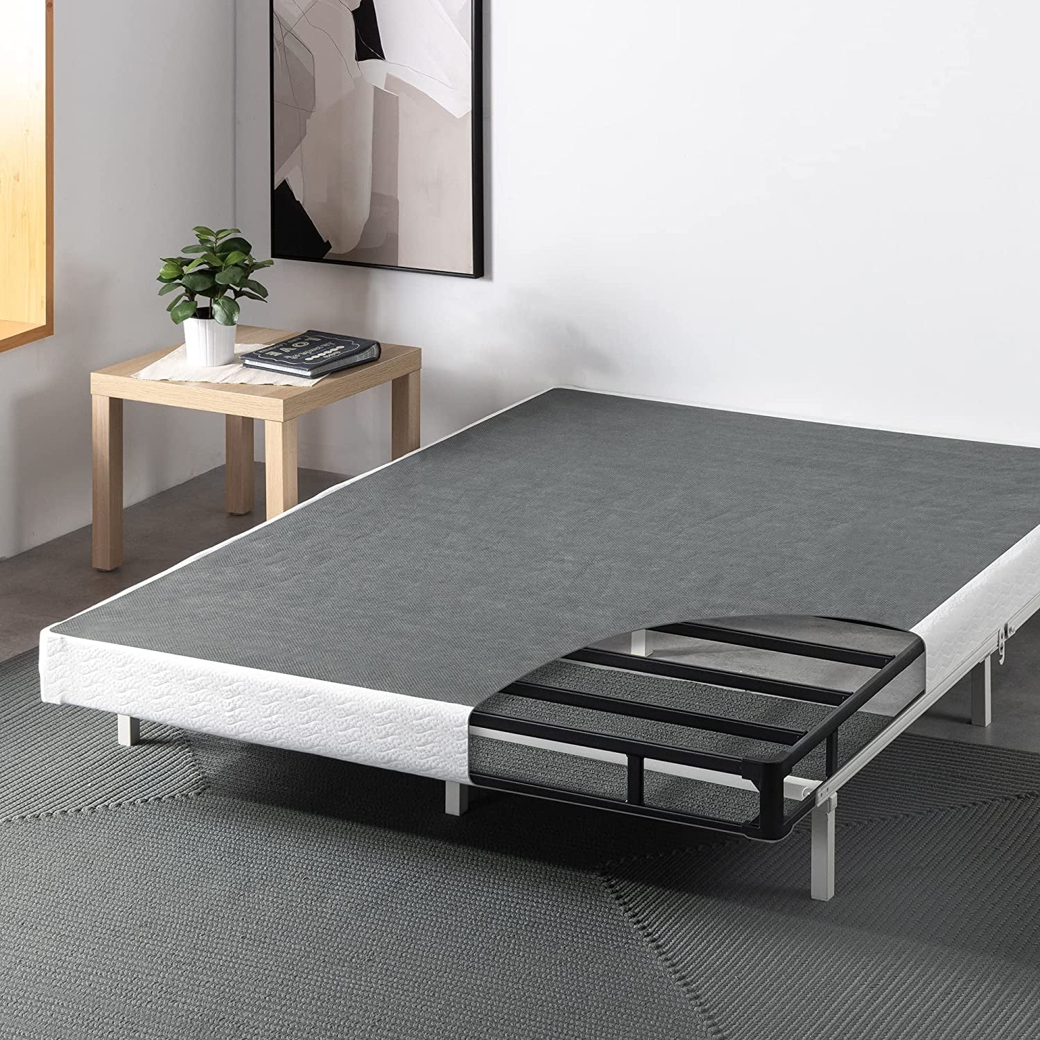 小物 Blanc. B0037 - BROWN MAT / M.GRN HOMZENE Legs Included 14 in. Metal Full Box Spring, Sturdy