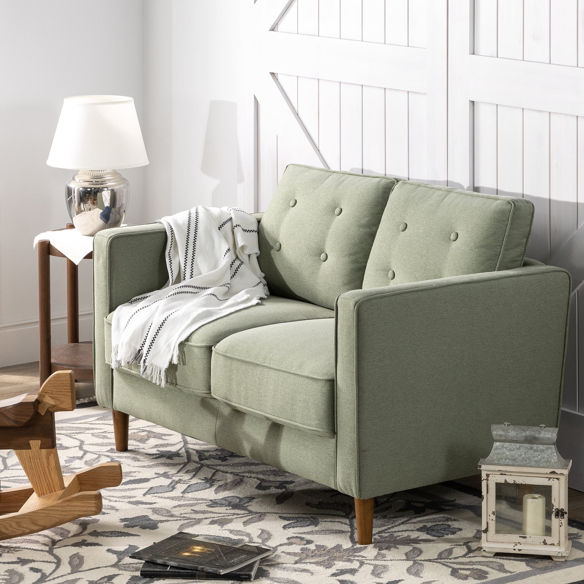 Zinus 52" Lauren Indoor 2-Seater Loveseat, Pear Green