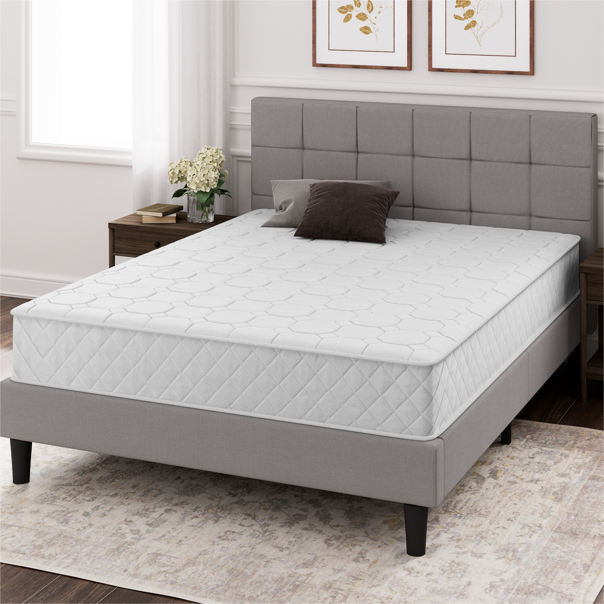 Zinus 8" Quilted Hybrid Mattress of Comfort Foam and Pocket Spring, Adult, Queen - image 1 of 9