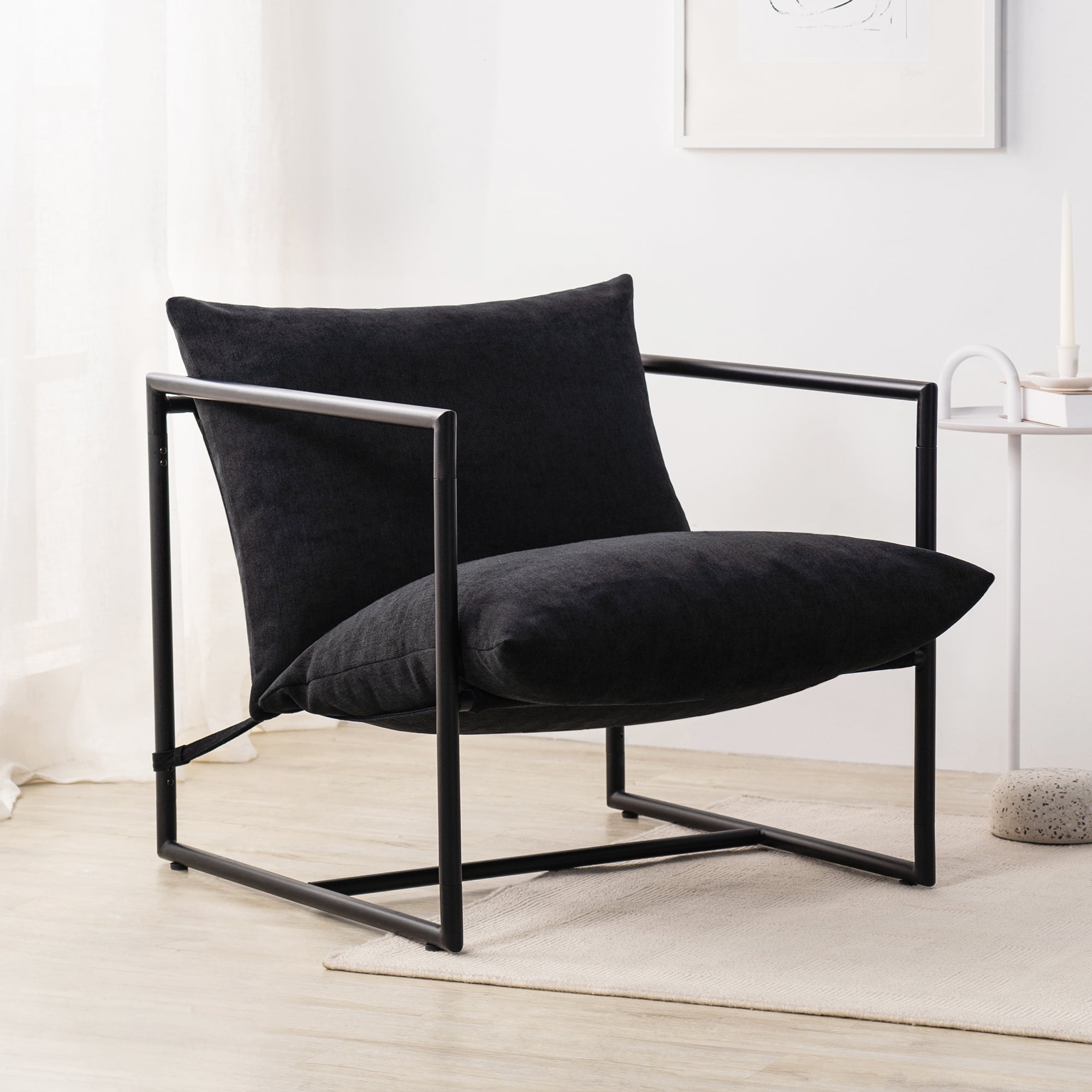 Zinus Aidan Metal Framed Sling Indoor Accent Chair, Black Zinus Aidan Metal Framed Sling Indoor Accent Chair, Black