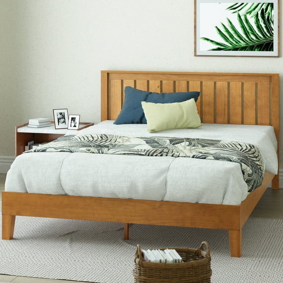 Zinus Alexia 37" Deluxe Wood Platform Bed with Headboard, Rustic Pine, Queen