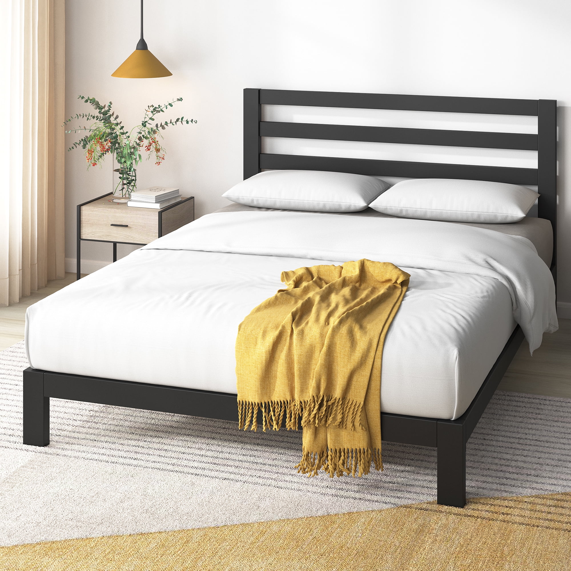 Zinus Arnav 36" Metal Platform Bed with Headboard, Full