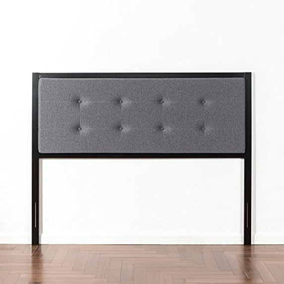 Zinus Barbara Button Tufted Grey Upholstered Metal Headboard Queen