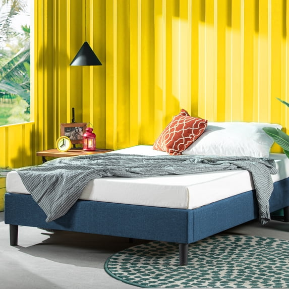 Zinus Curtis 13" Upholstered Platform Bed Frame, Navy, King