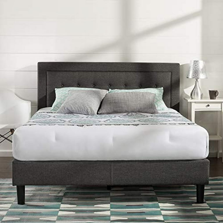 Zinus Dachelle Upholstered Platform Bed Frame Mattress Foundation Wood Slat Support No Box Spring Needed Easy Assembly King