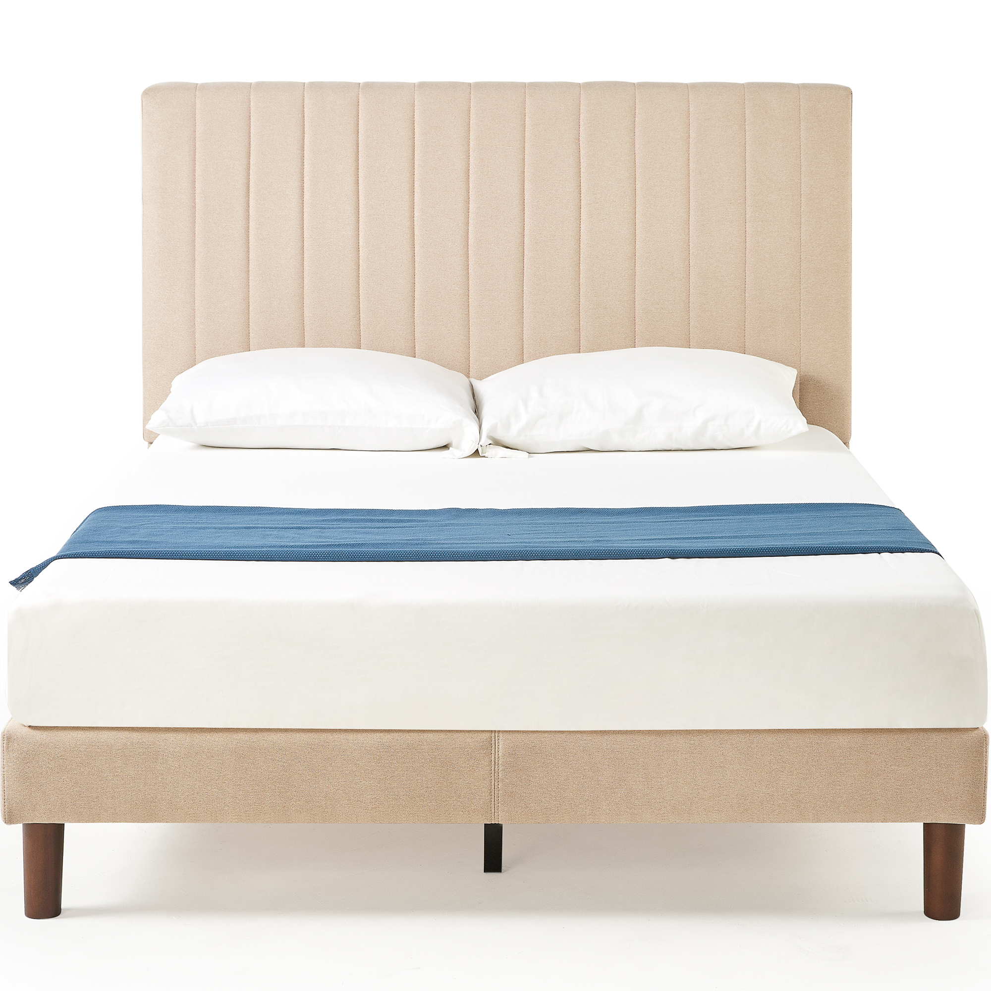 Zinus Debi 51” Upholstered Platform Bed Frame, Full, Beige - image 1 of 9