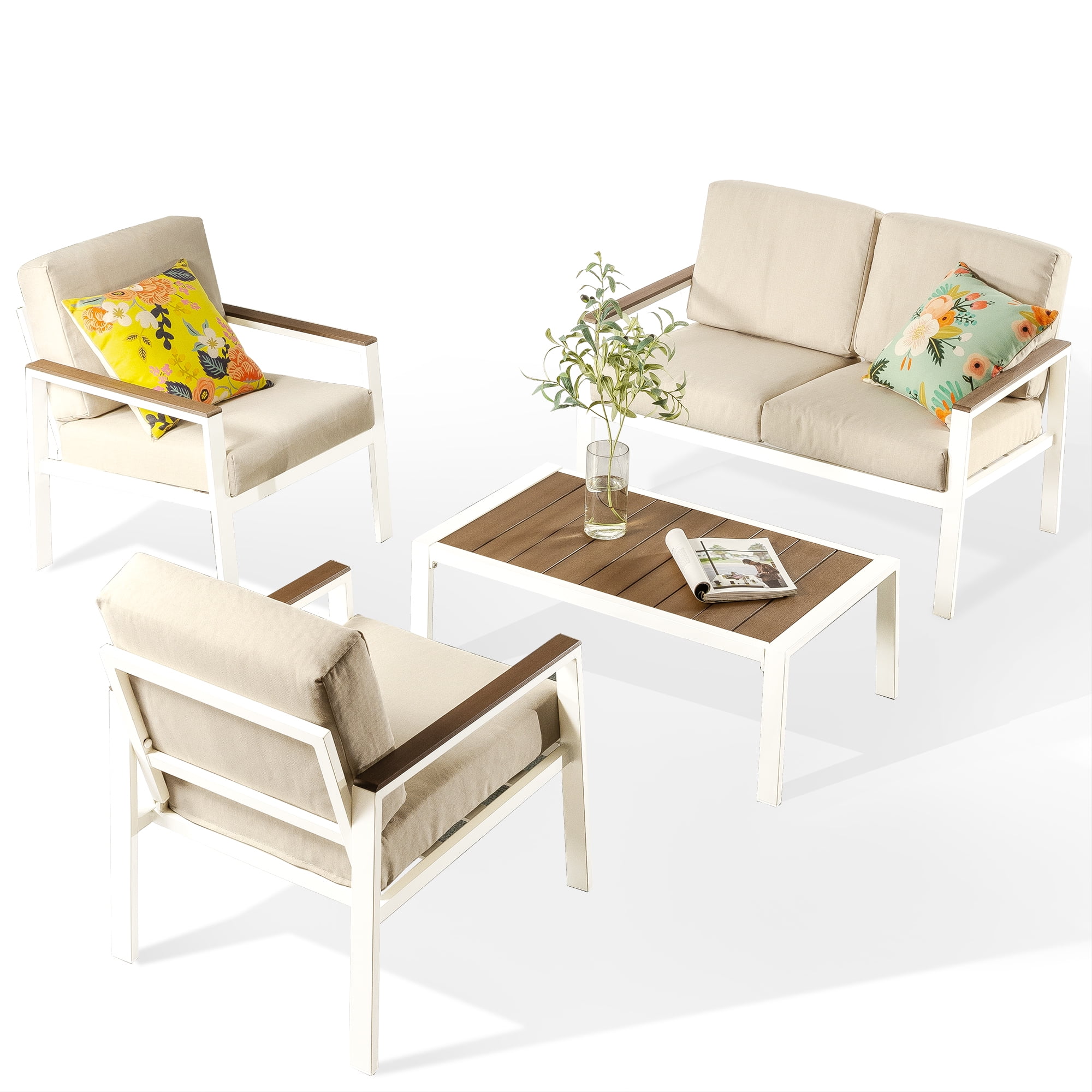 Zinus Dillon Aluminum and Poly Lumber Outdoor 4 Piece Conversation