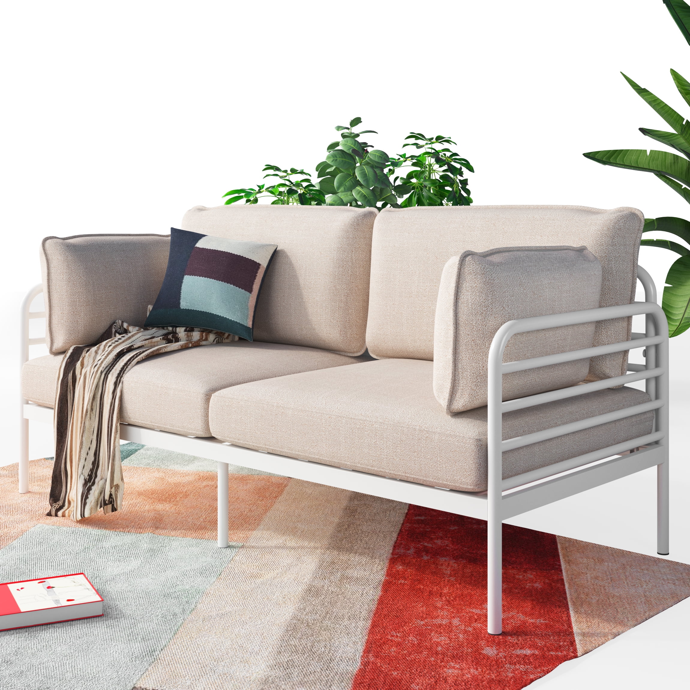 Zinus Ellen White Metal Sofa