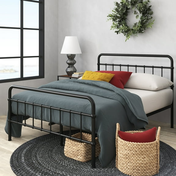 Zinus Florence 42" Metal Platform Bed Frame, Black, King